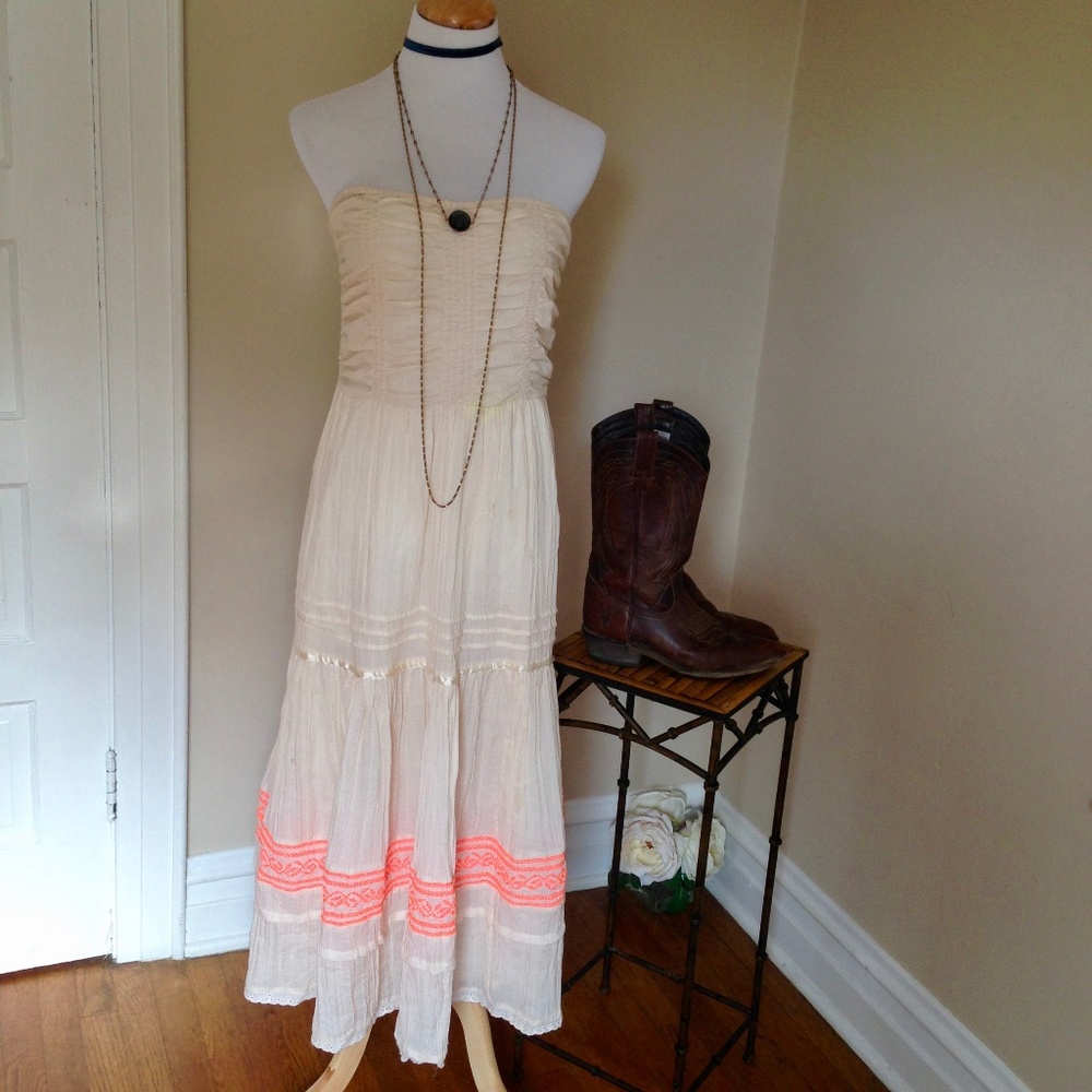 Free People Peach Cobbler Strapless Dress
